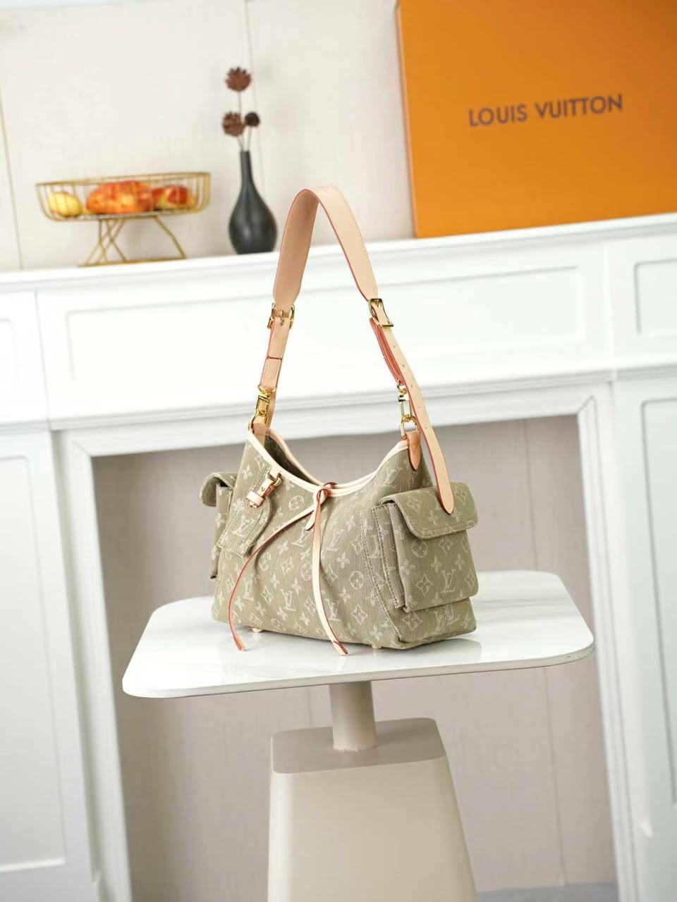 Louis Vuitton Carryall Cargo PM Bag Khaki Denim 33.5cm M27623 view 3
