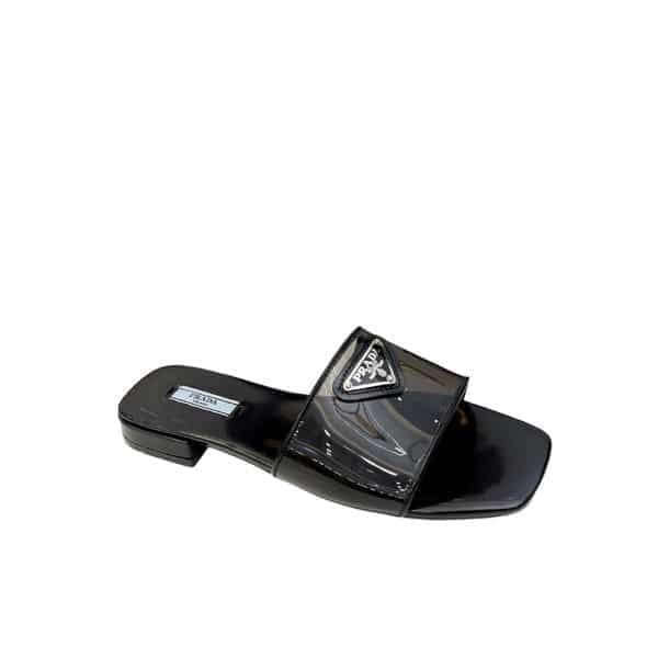 Prada Logo Plaque Slip On Black view 2