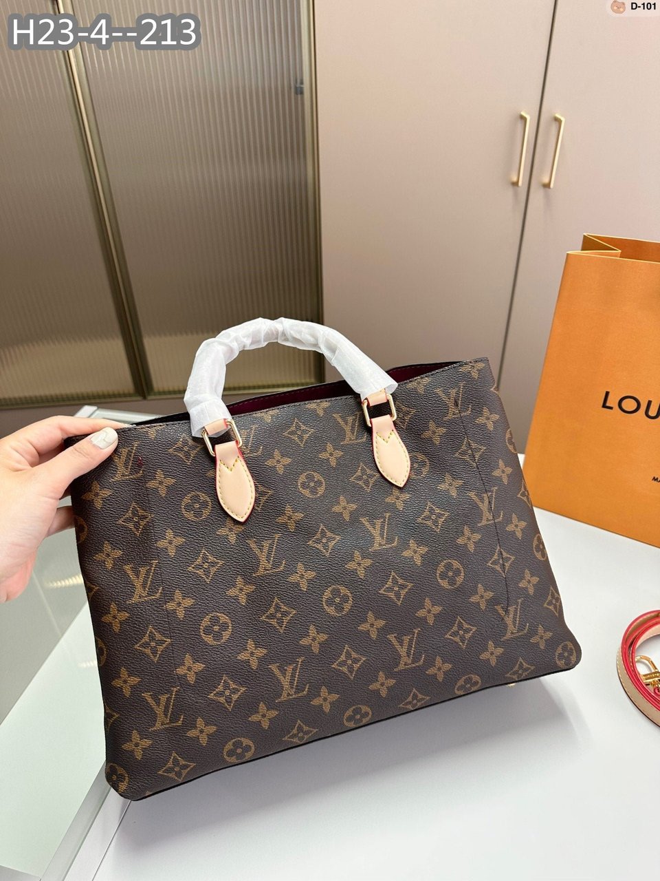 Louis Vuitton Flower Tote Bag 34Cm Brown With Line Beige M43551 view 4
