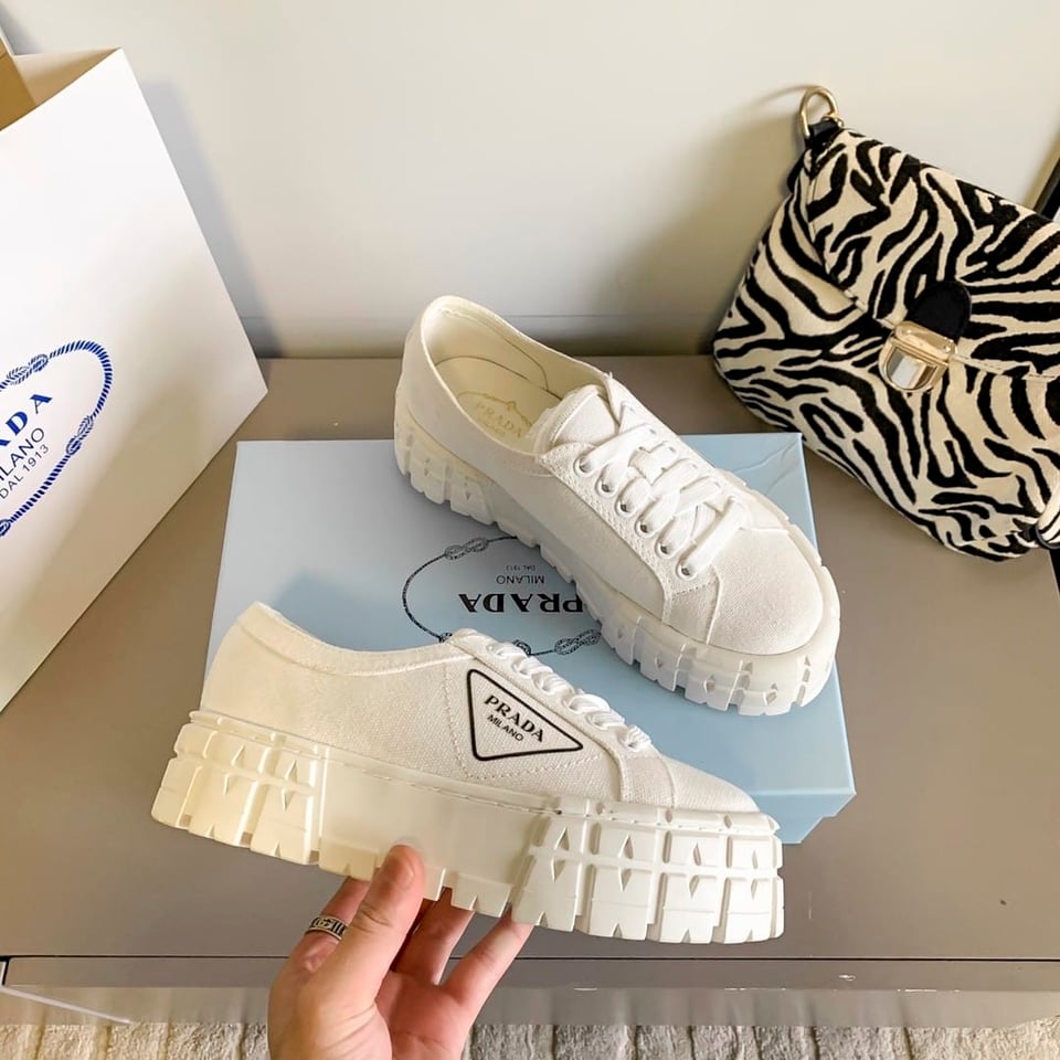 Prada Double Wheel Re Nylon Gabardine Sneaker White 1E260M 3Lfx F0009 F B050 view 3