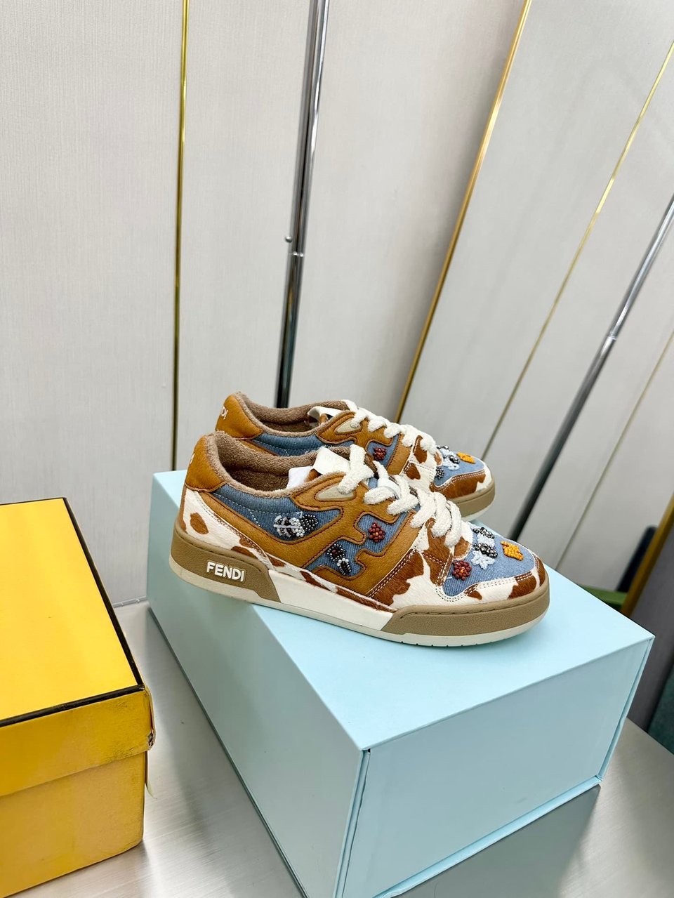 Fendi Match Suede Low Tops Brown And Blue view 7