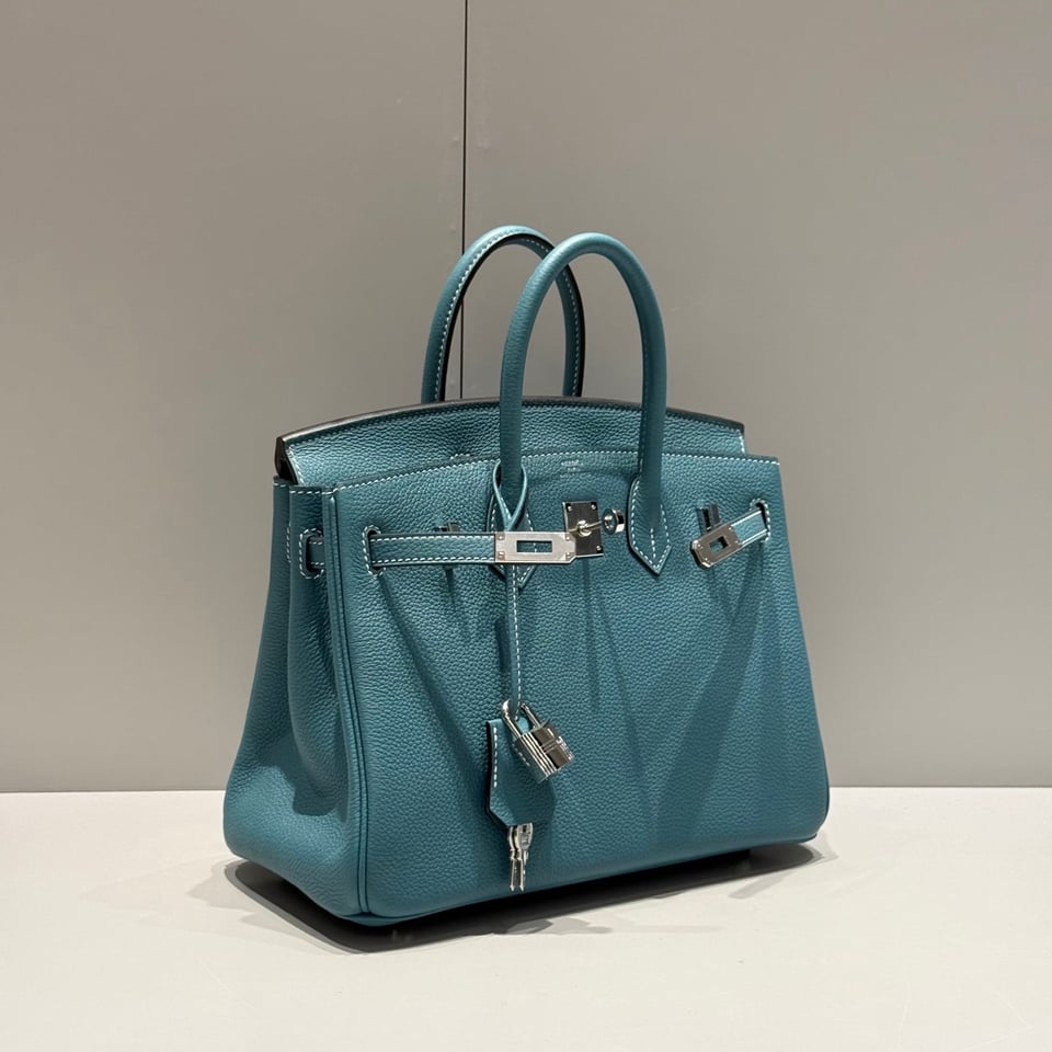 Hermes Birkin 25Cm Teal Green Togo Leather Silver Hardware 237510