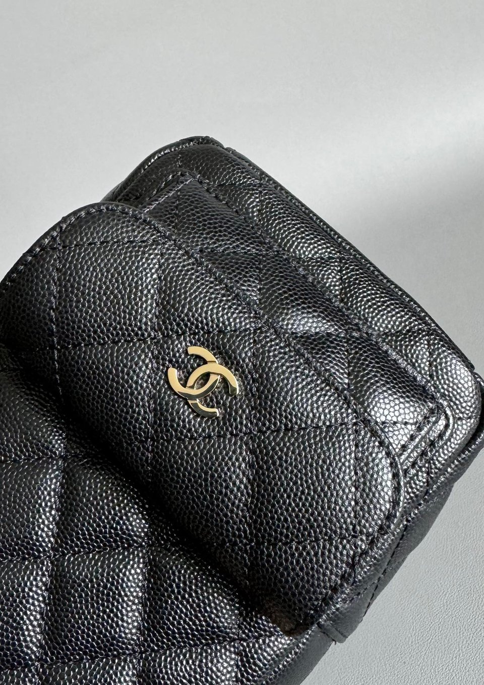 Chanel Mini 18 Backpack Black Caviar Light Gold Hardware view 5