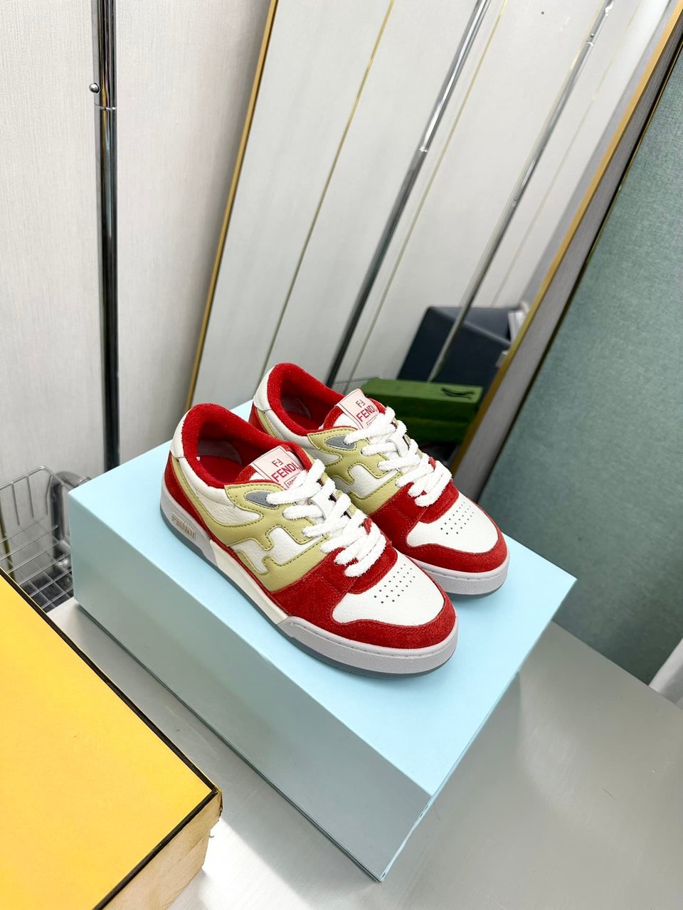 Fendi Match Suede Low Tops White And Red 7E1493Ai1Nf1H1D view 8