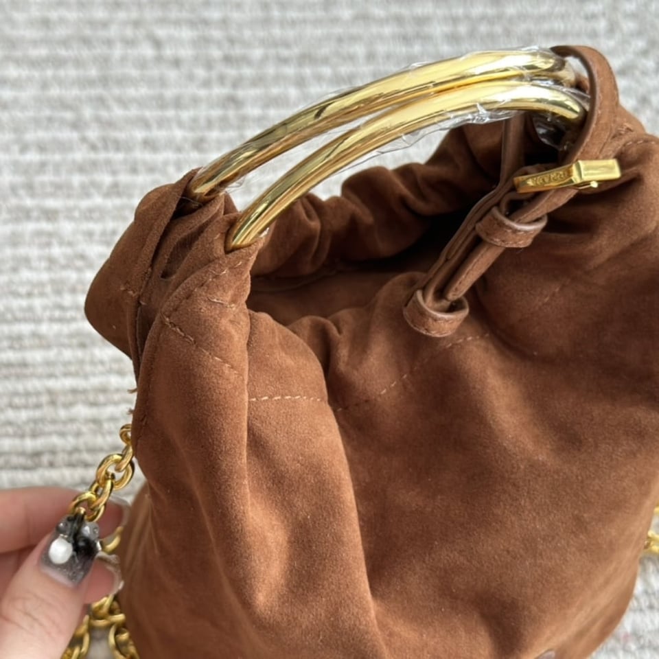 Prada Suede Mini Bag Cocoa Brown 19Cm view 6