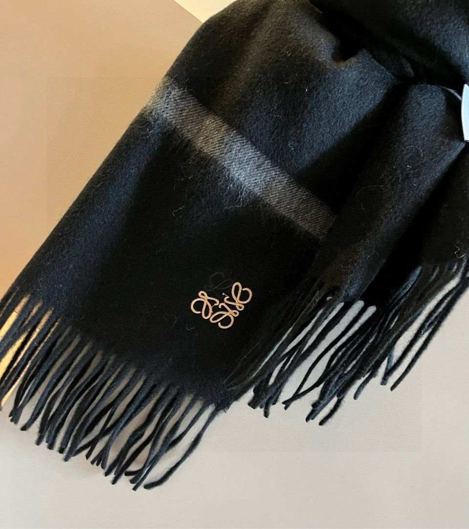 Loewe Mohair Scarf Stripe Black Gray For Women 180cm view 4