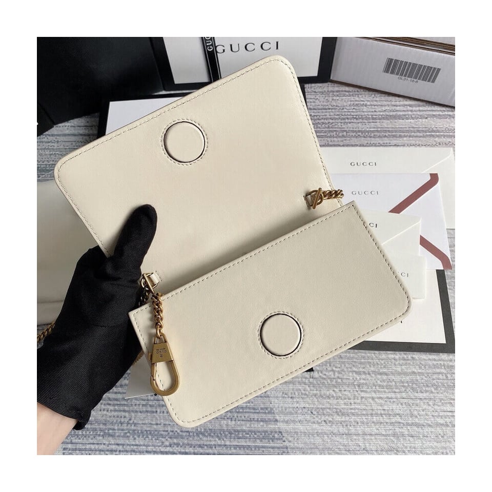 Gucci GG Marmont Mini Bag In White Leather view 9