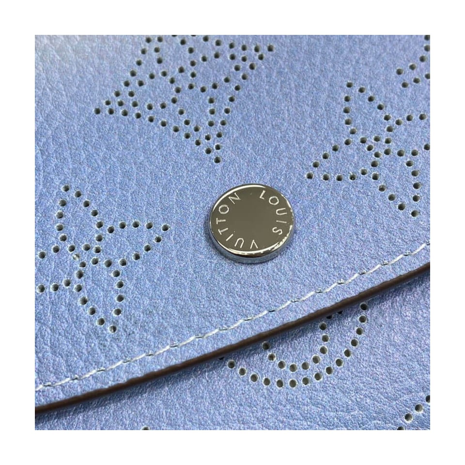 Louis Vuitton Iris Compact Wallet in Blue Gradient Mahina Perforated Leather view 7
