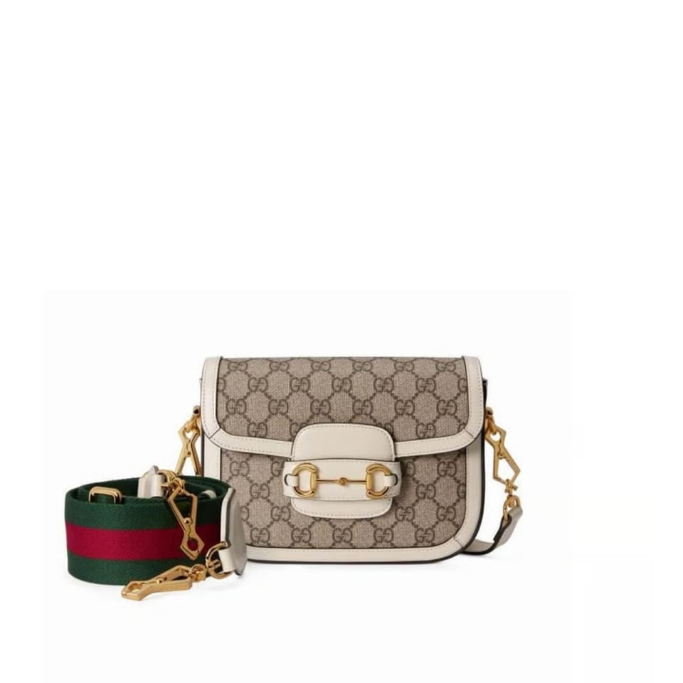 Gucci Horsebit 1955 Mini Bag in GG Supreme White 20.5cm view 2