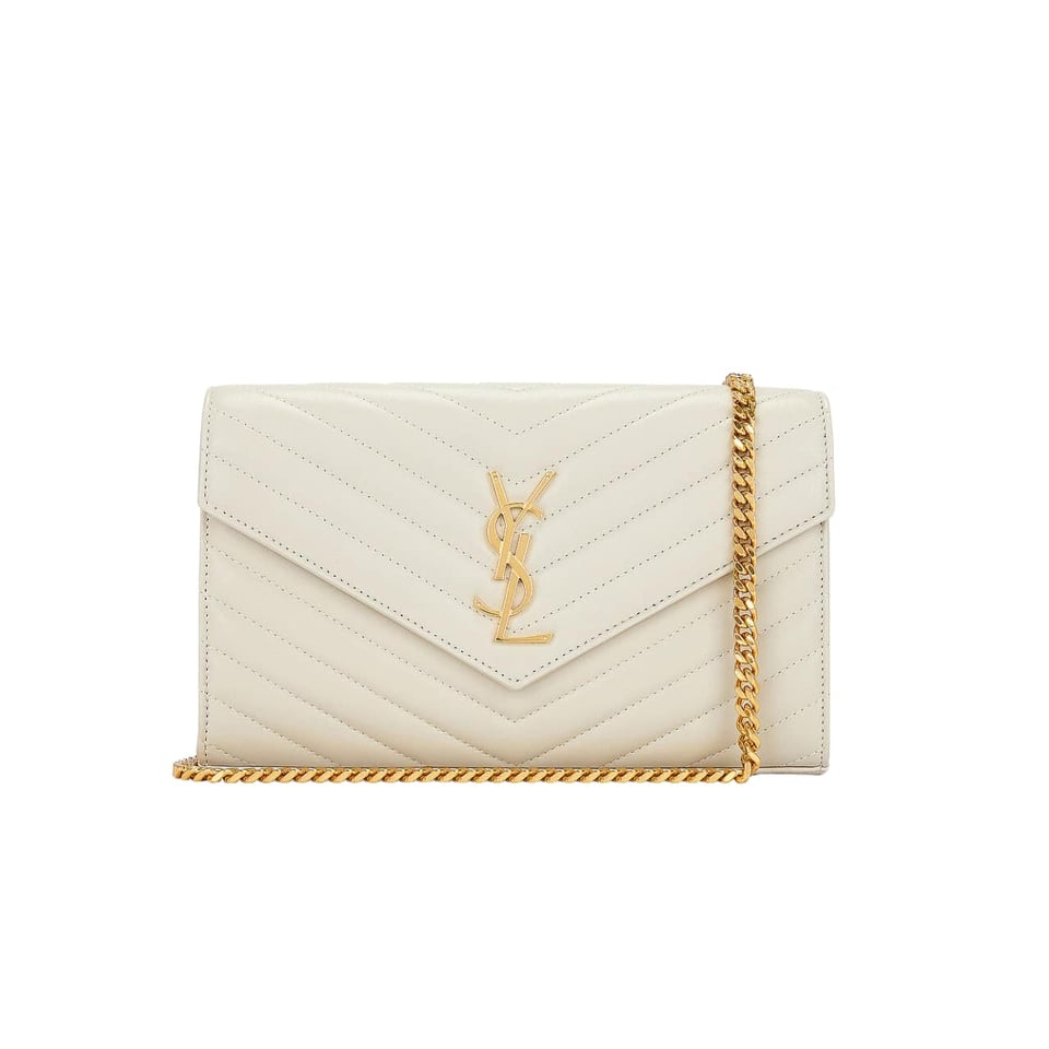Saint Laurent Classic Cassandre Chain Wallet Bag White 24Cm