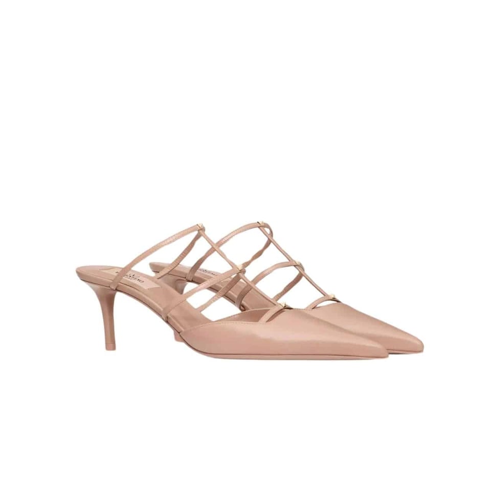 Valentino Garavani Rockstud Wispy Mule In Calfskin Beige 4W0S0Jb1Act 098 view 2