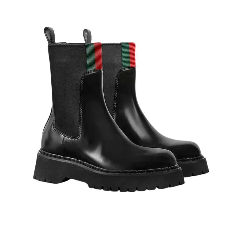 Gucci Women’s Boot With Web Anand Leather Black view 2