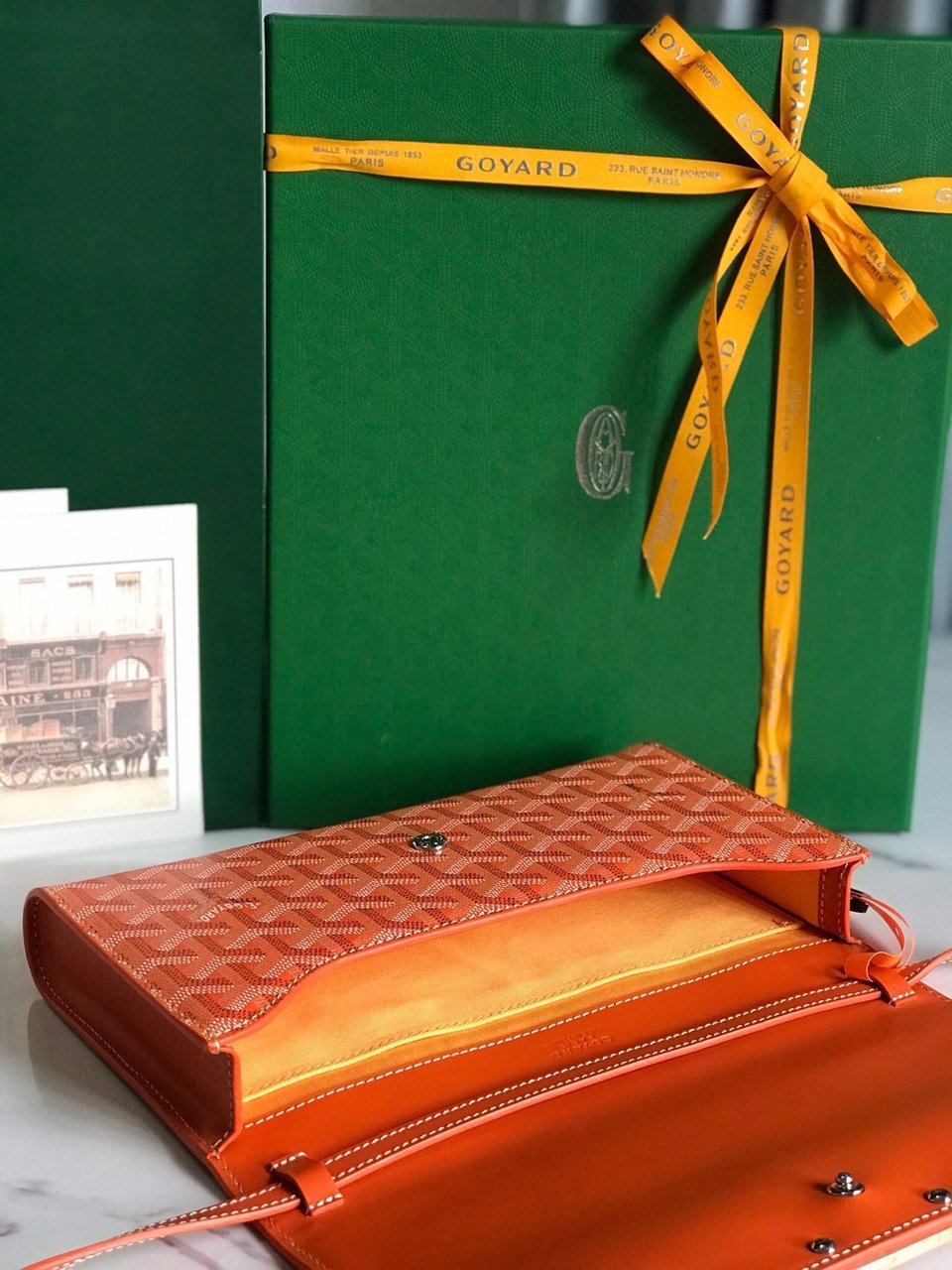 Goyard Monte-Carlo Pm Clutch 25cm Orange Goyardine Canvas view 3