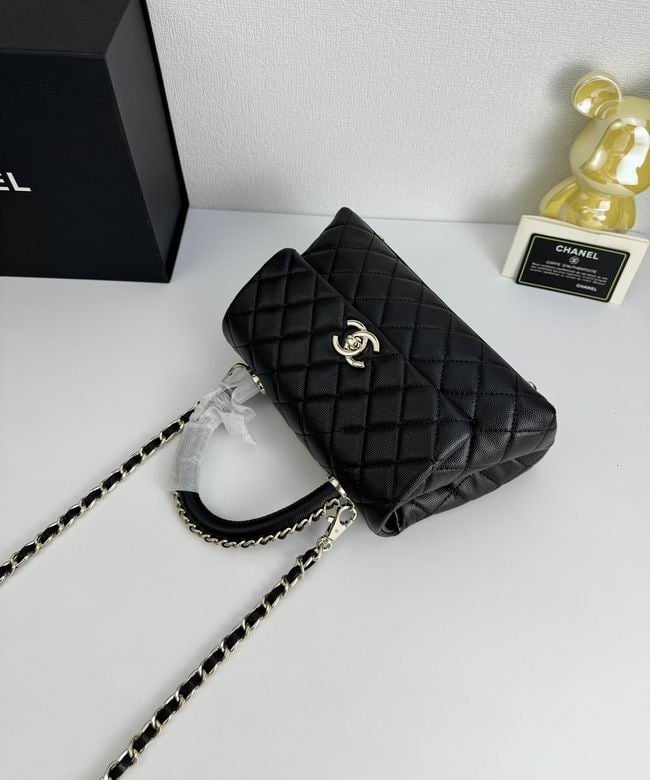 Chanel Coco Classic Flap 24cm/9.4in Caviar Leather Silver Hardware – Black view 6