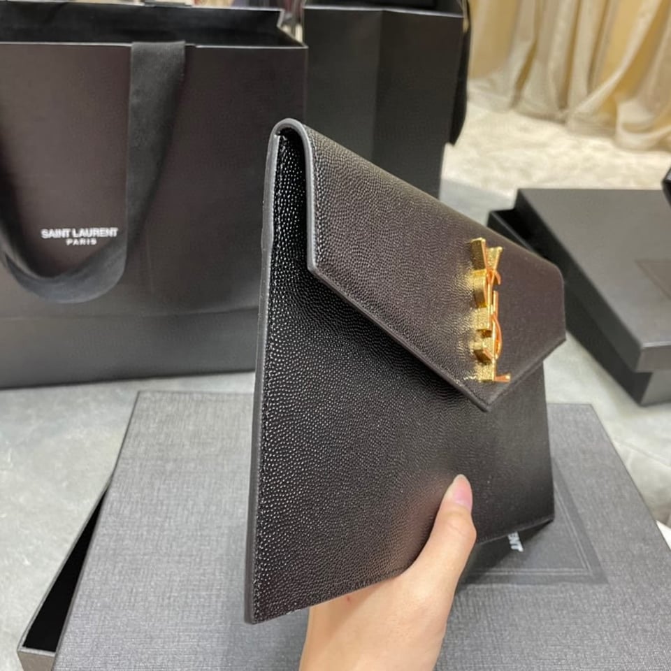 Saint Laurent Uptown Pouch In Grain De Poudre Embossed Leather view 7
