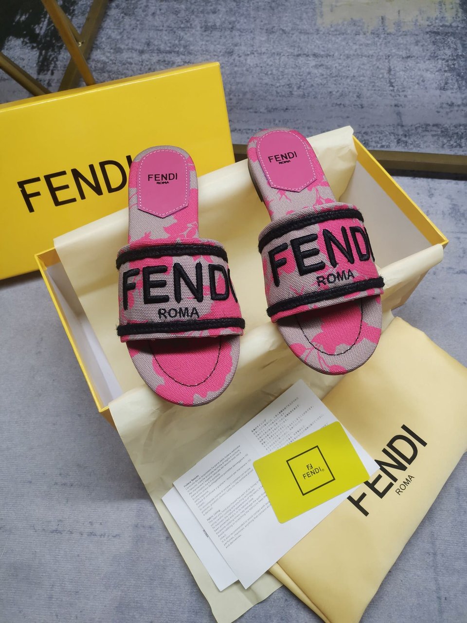 Fendi Signature Canvas Slides Pink 8R8092An7Mf1Kou view 7