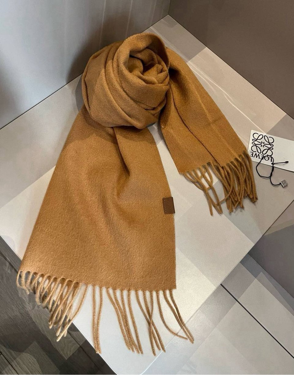 Loewe Mohair Scarf Solid Camel For Women 180cm