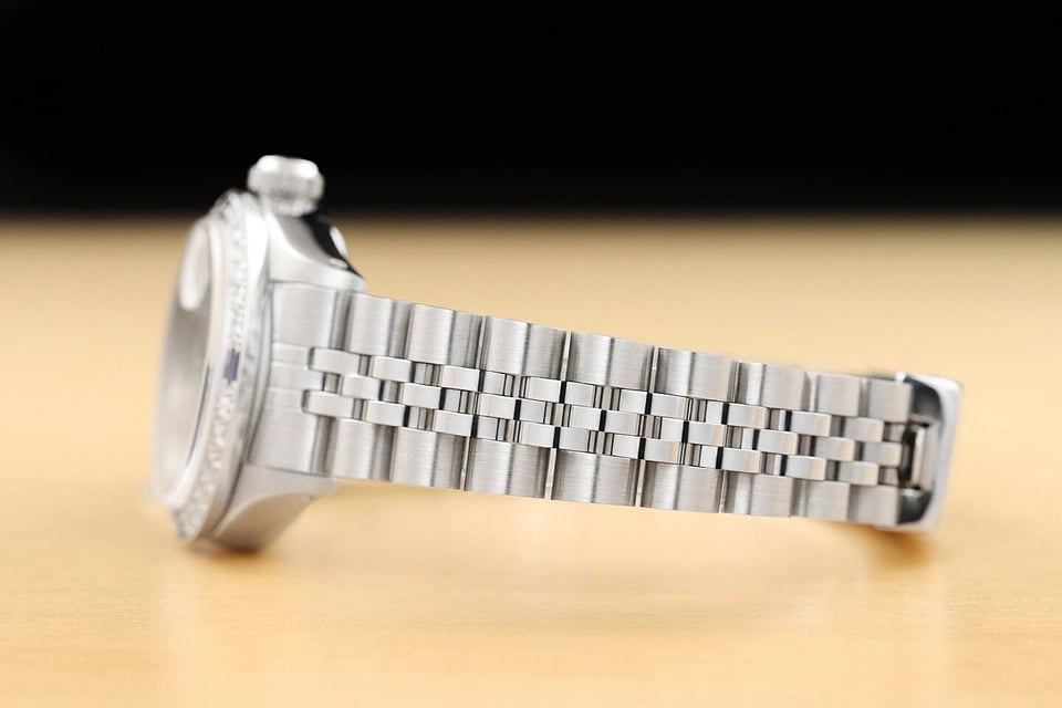 Rolex Datejust 26 mm Wrist Watch White Diamond Dial Sapphire &amp; Diamond Bezel view 5