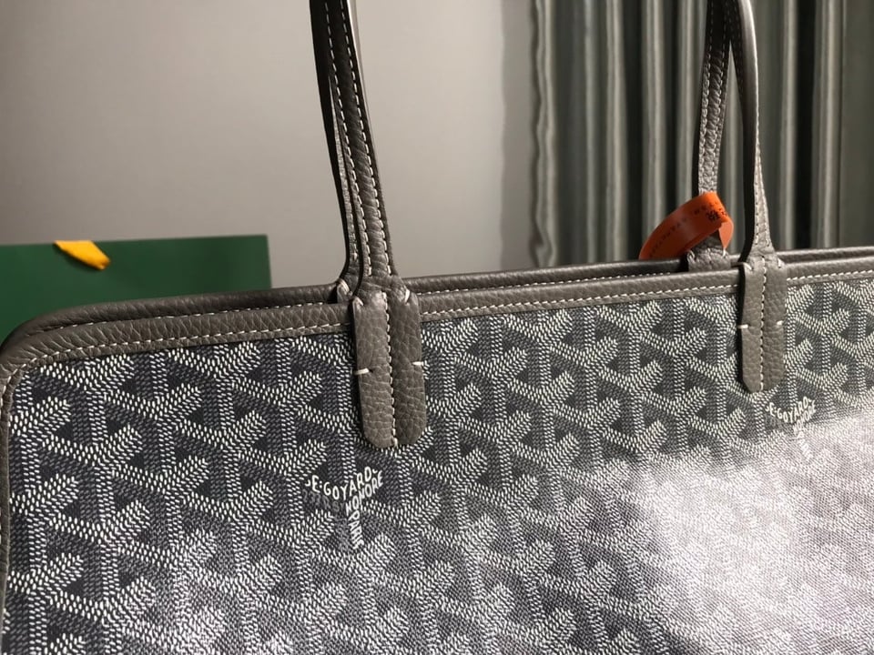Goyard Hardy Pm Bag 40 Cm Gray Goyardine Canvas And Taurillon Leather Trim view 3