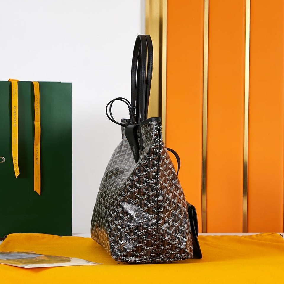 Goyard Saint Louis Pm 34Cm Black Canvas Chevroches Calfskin view 4