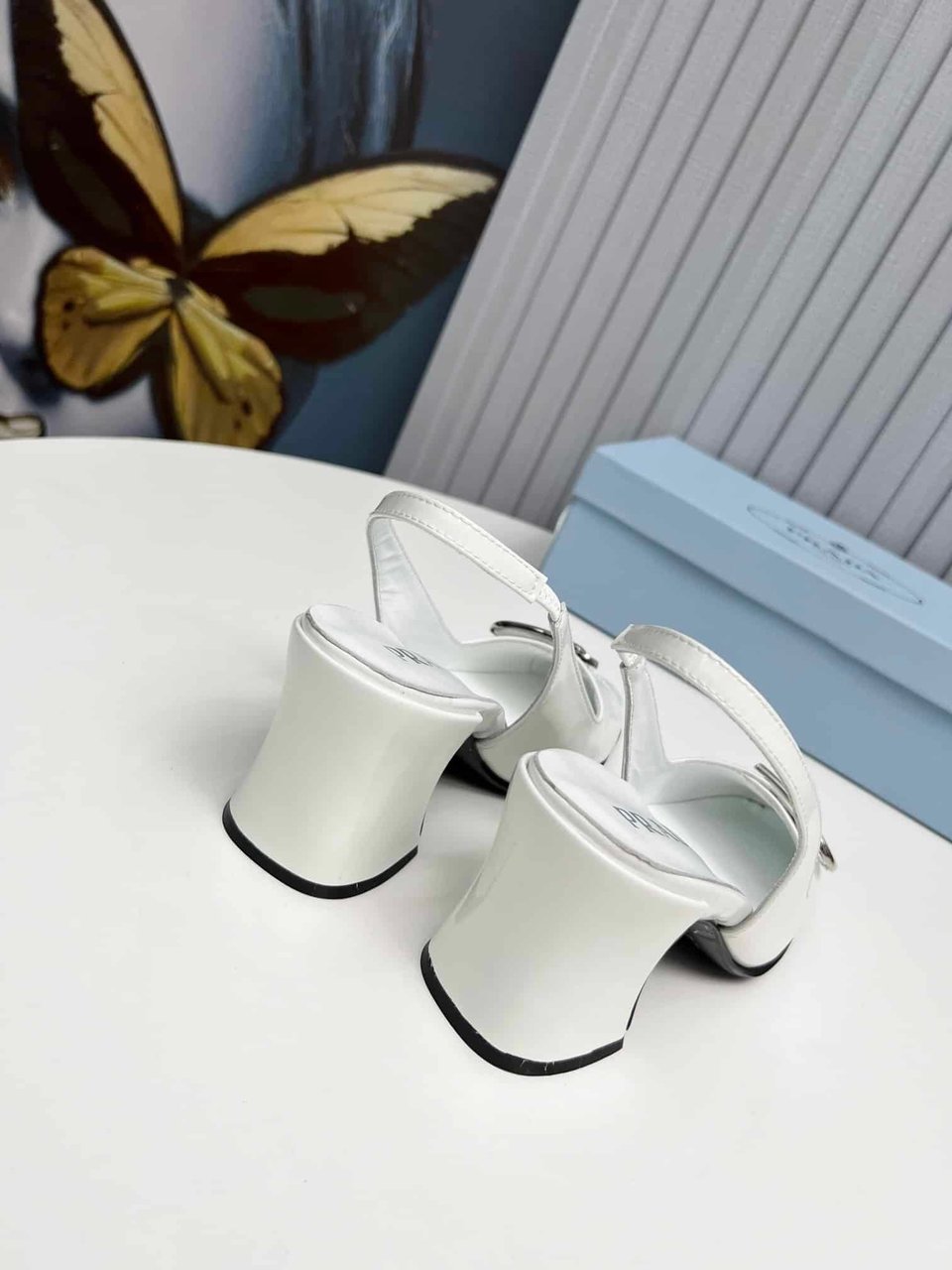 Prada Leather Slingback Pumps White view 4