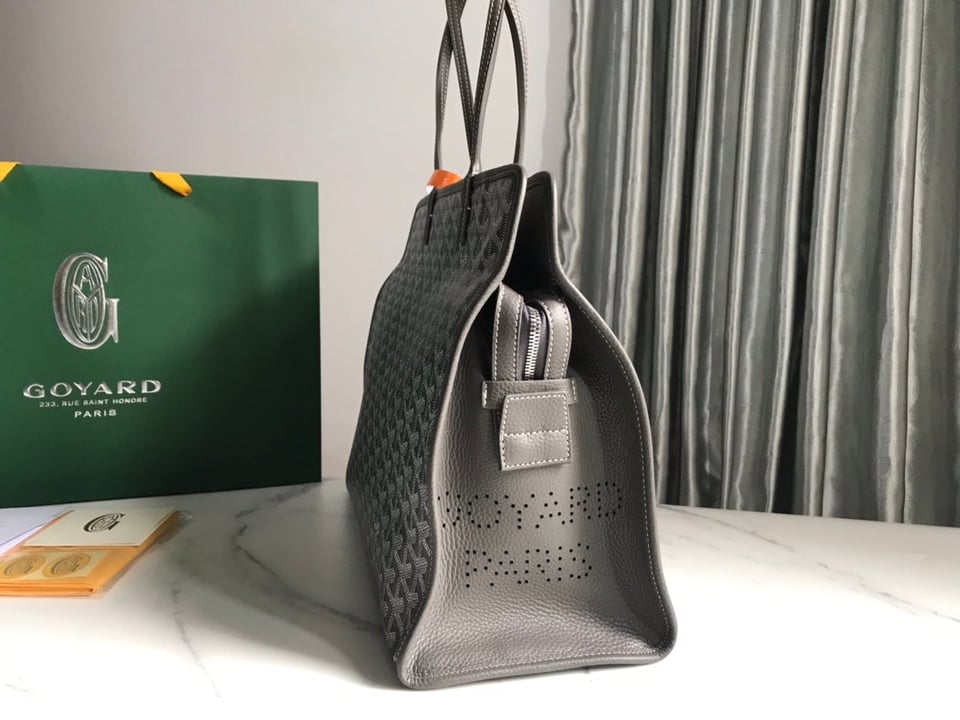 Goyard Hardy Pm Bag 40 Cm Gray Goyardine Canvas And Taurillon Leather Trim view 9