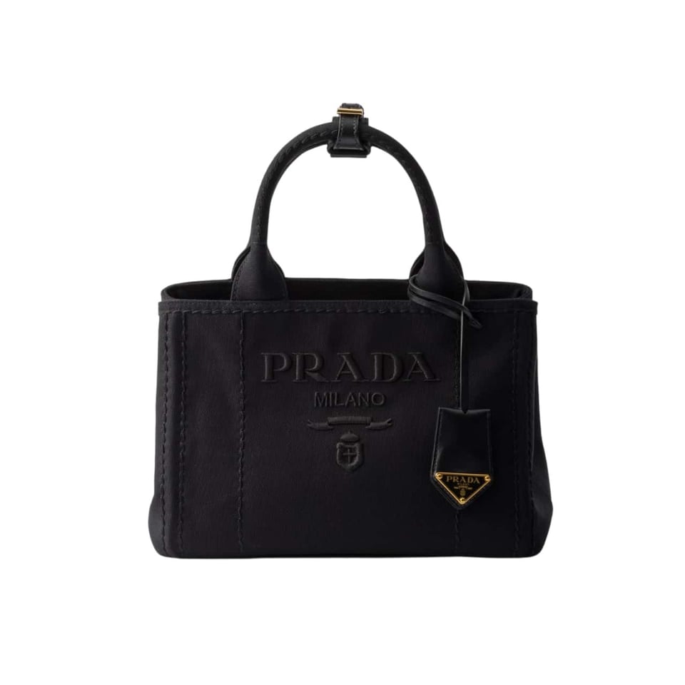 Prada Small Cotton Canvas Handbag Black 22Cm view 2