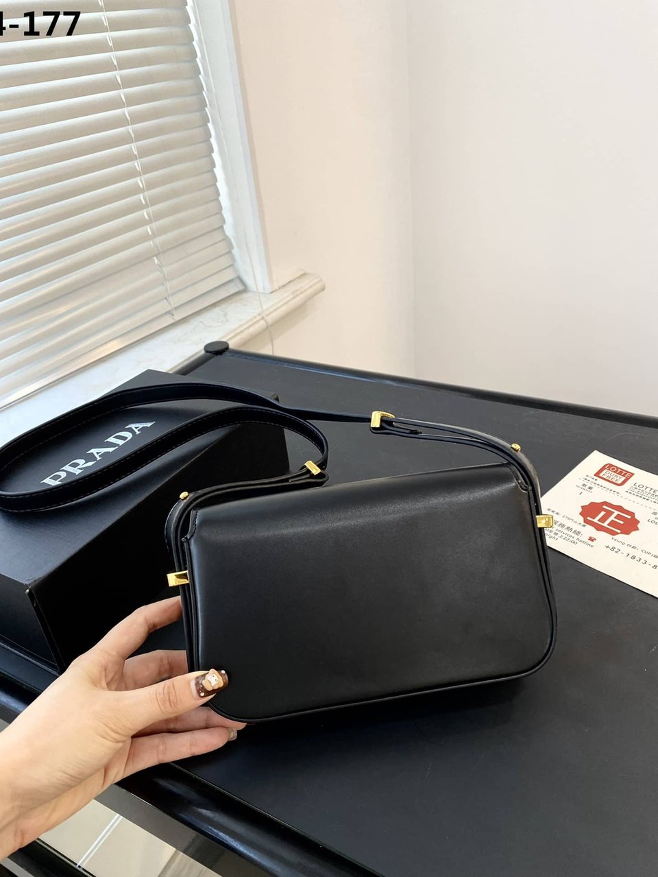 Prada Leather Shoulder Bag Black 21Cm view 5