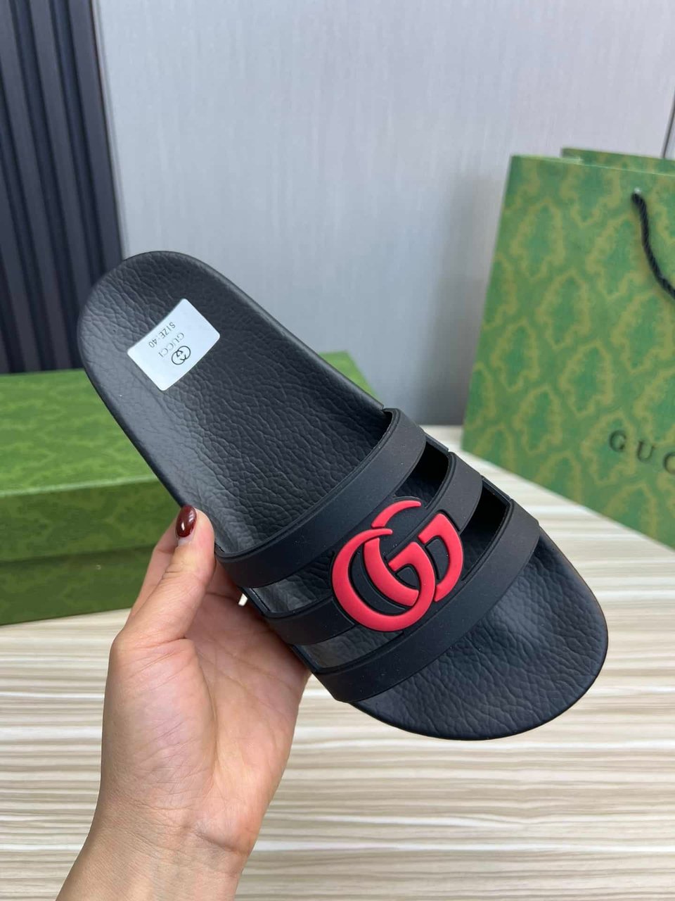 Gucci Slippers Sandals Mules Summer With Gg Logo Red view 3