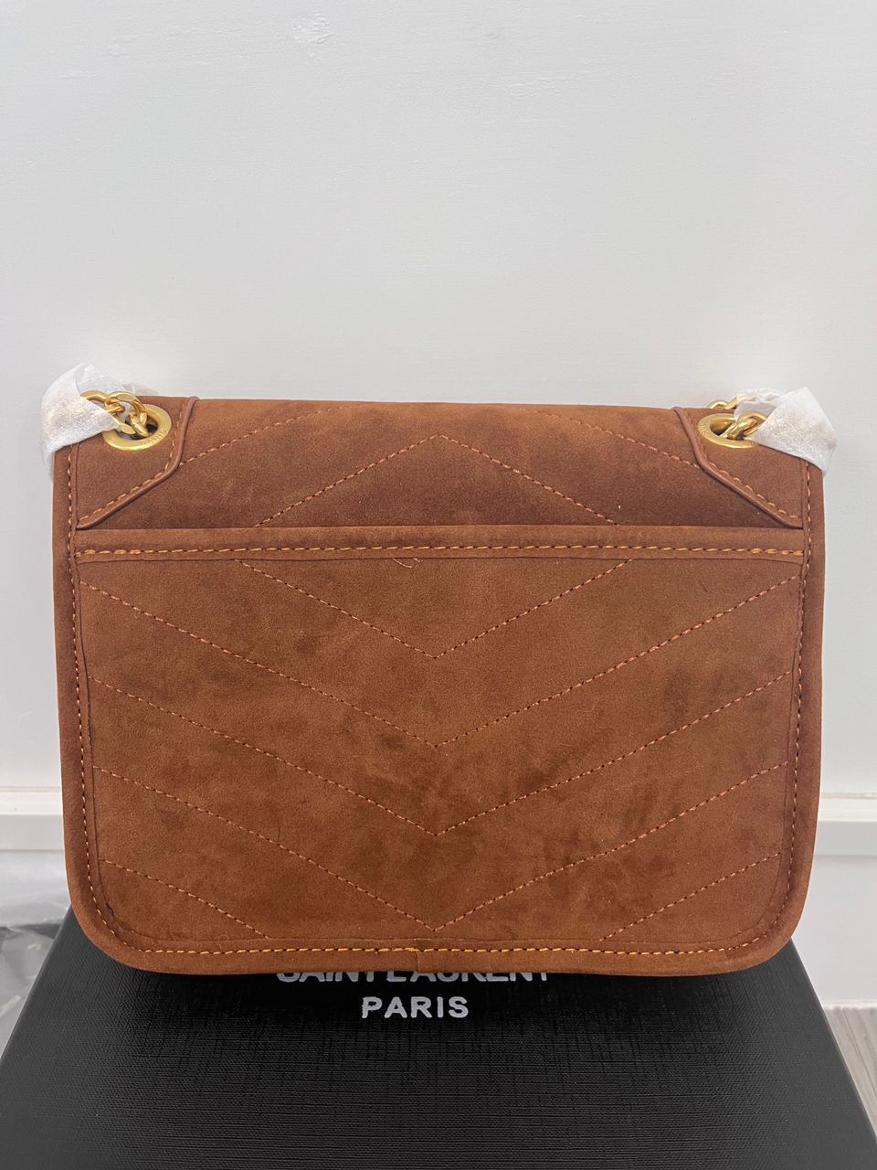 Saint Laurent Niki Baby Chain Bag In Suede Brown 6237483 view 8
