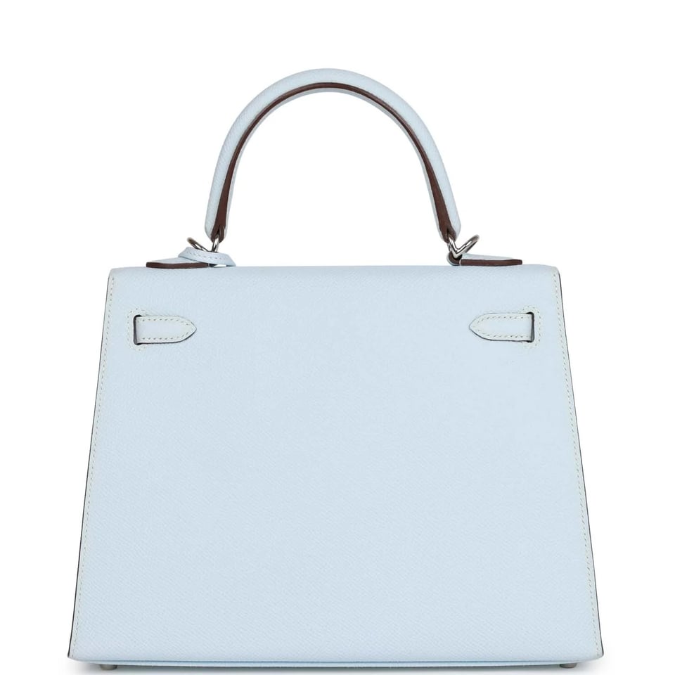 Hermes Kelly 25 Bag In Mist Blue Epsom Leather For Women 25cm/10in view 5