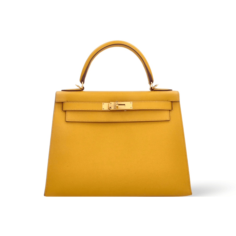 Hermes Kelly 28 Bag In Jaune Ambre Leather For Women 28cm/11in