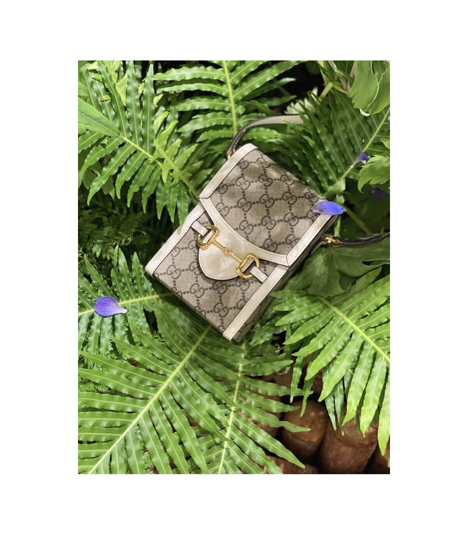 Gucci GG Supreme Horsebit 1955 Mini Bag White view 4