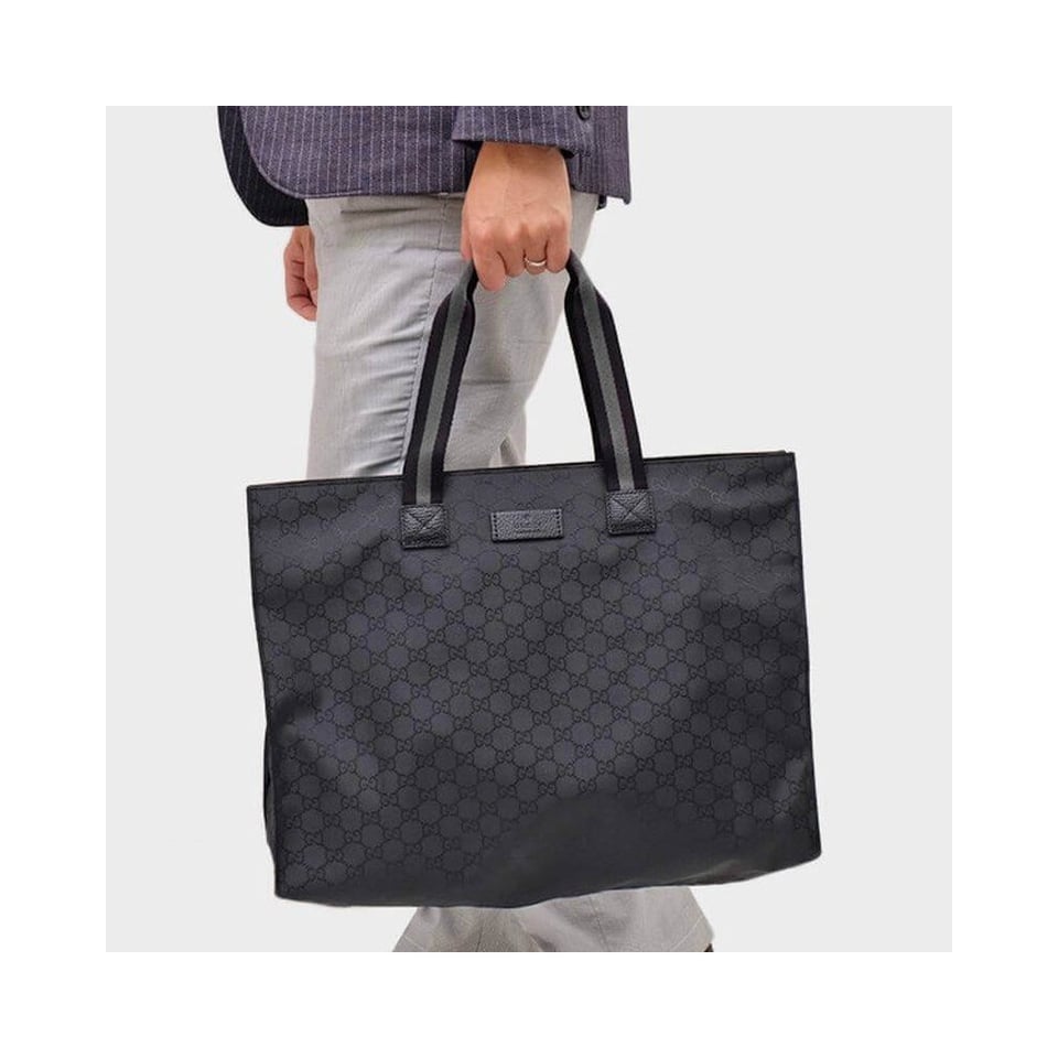 Gucci GG Guccissima Black Nylon Tote Bag 449176 view 3