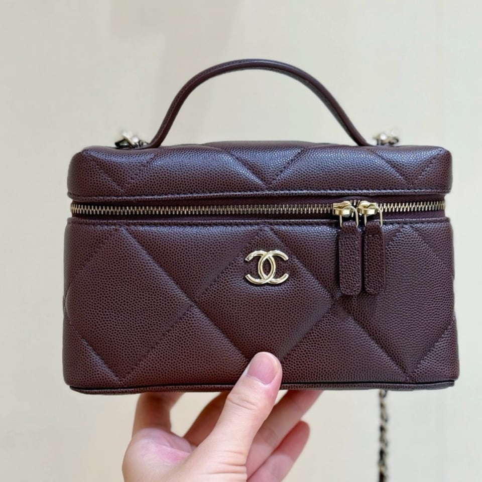 Chanel Top Handle Slim Vanity Case Dark Brown Hardware 19cm/7.5in view 2