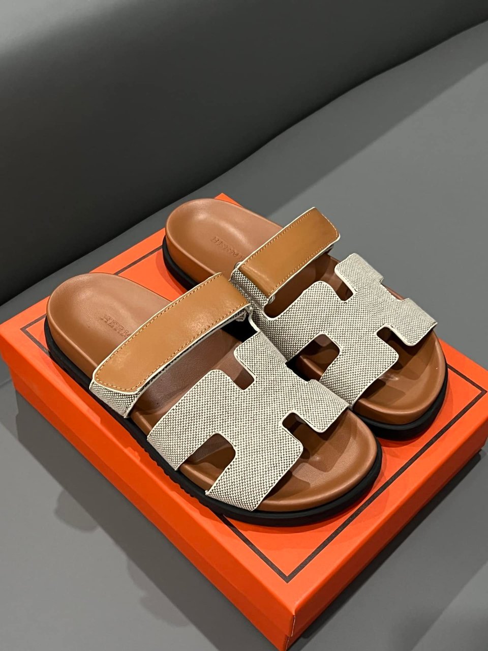 Hermes Chypre Sandal Prunoir Canvas Natural view 7