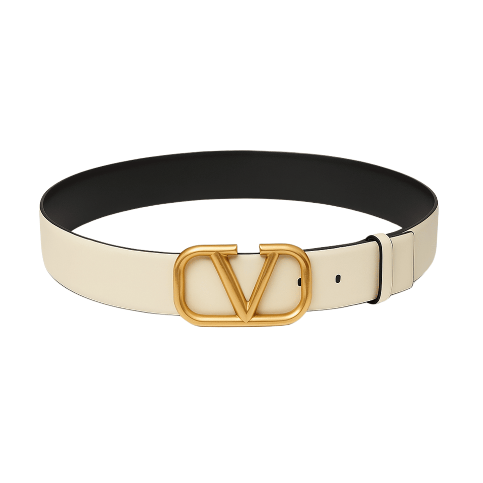 Valentino Reversible Vlogo Signature Belt In Glossy Calfskin 40 mm Women’s Belt White view 2
