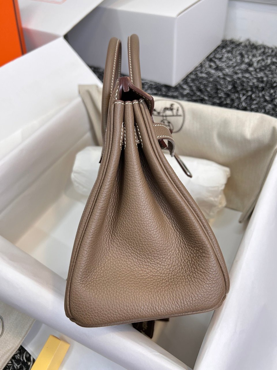 Hermes Birkin 25Cm Brown Togo Leather Silver Hardware view 4
