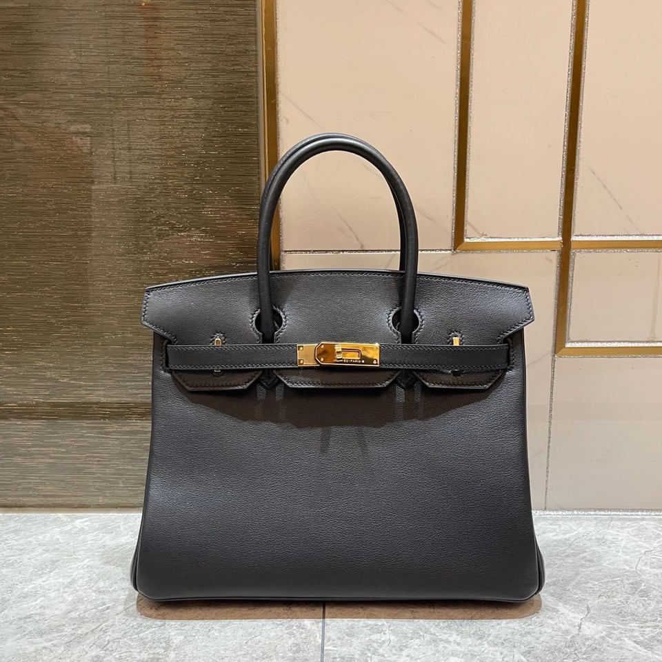 Hermes Birkin 25Cm Black Swift Leather Gold Hardware view 3