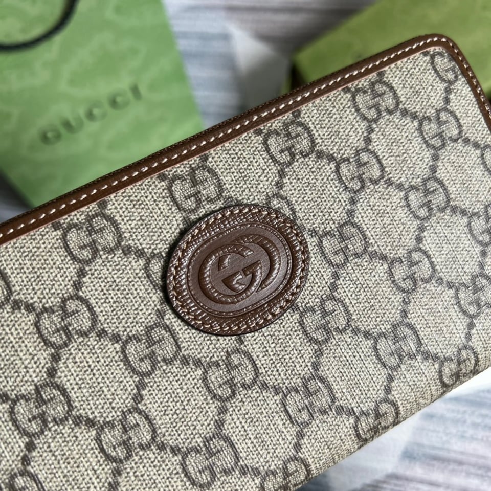 Gucci Ophidia GG Zip Around Wallet With Interlocking G Brown 8in/19cm For Men view 8