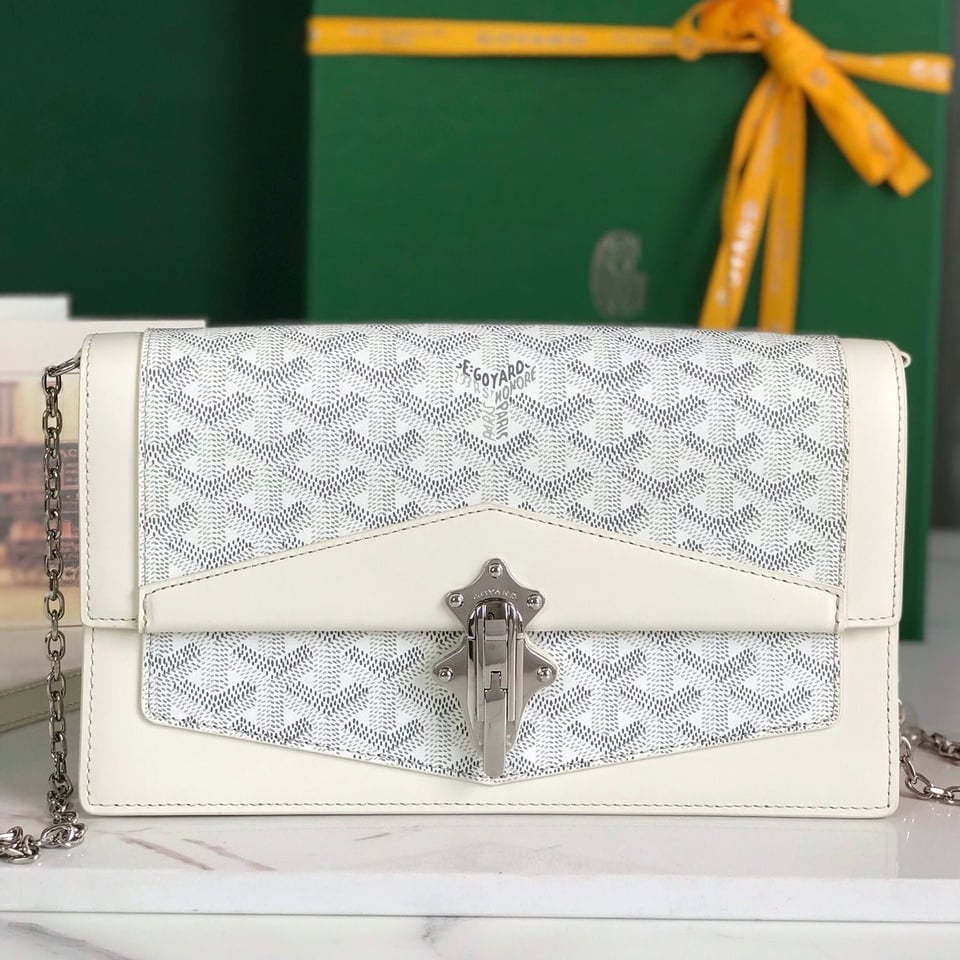 Goyard Duchesse Marie-Caroline Bag 25cm White Goyardine Canvas And Smooth Calfskin view 11