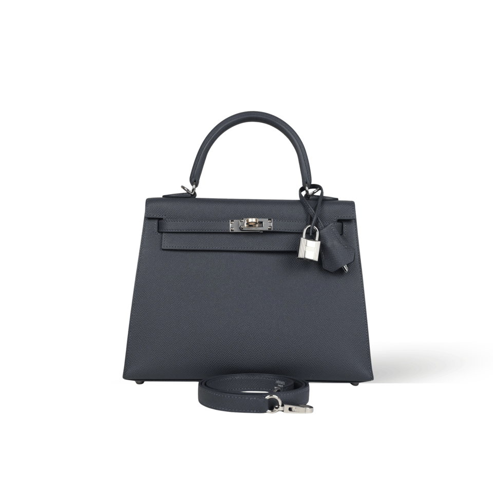 Hermes Kelly 25 Bag In Dark Navy Epsom Leather For Women 25cm/10in view 2