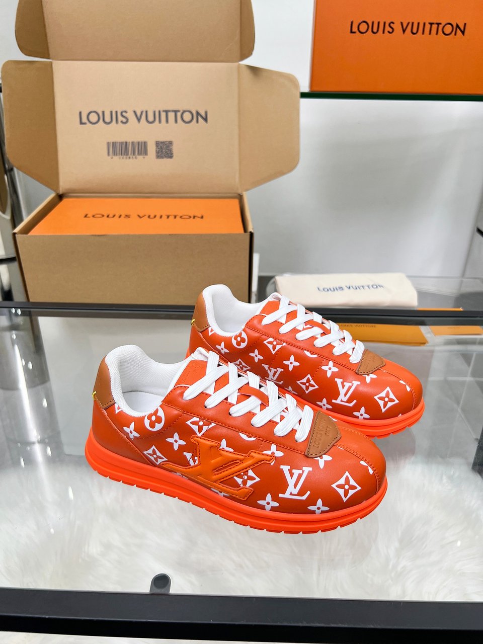 Louis Vuitton LV Trainer Sneaker Orange Monogram – Leather – Women’s Shoes view 4