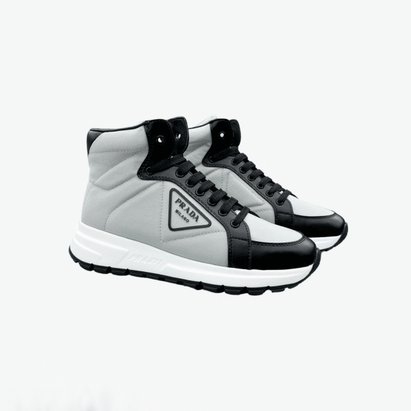 Prada Prax 01 Re Nylon And Brushed Leather Sneakers Grey view 2
