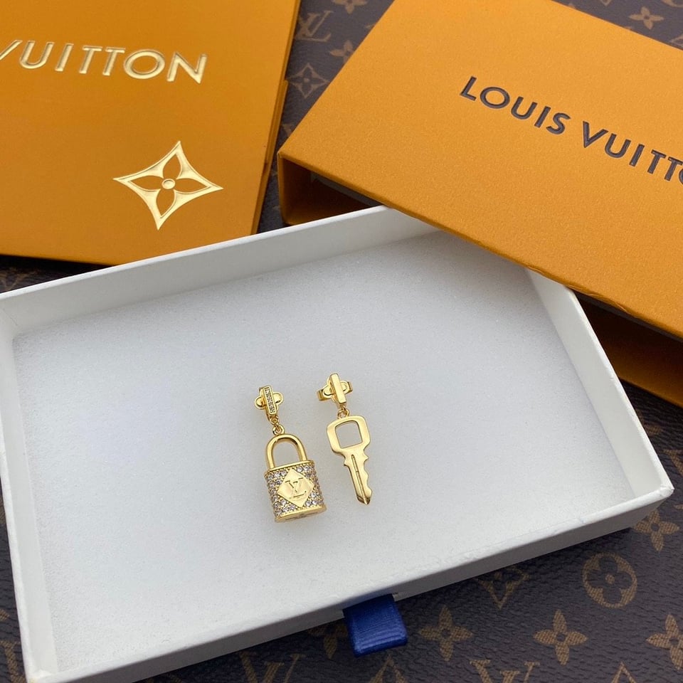 Louis Vuitton Gold Lock And Key Earrings view 2
