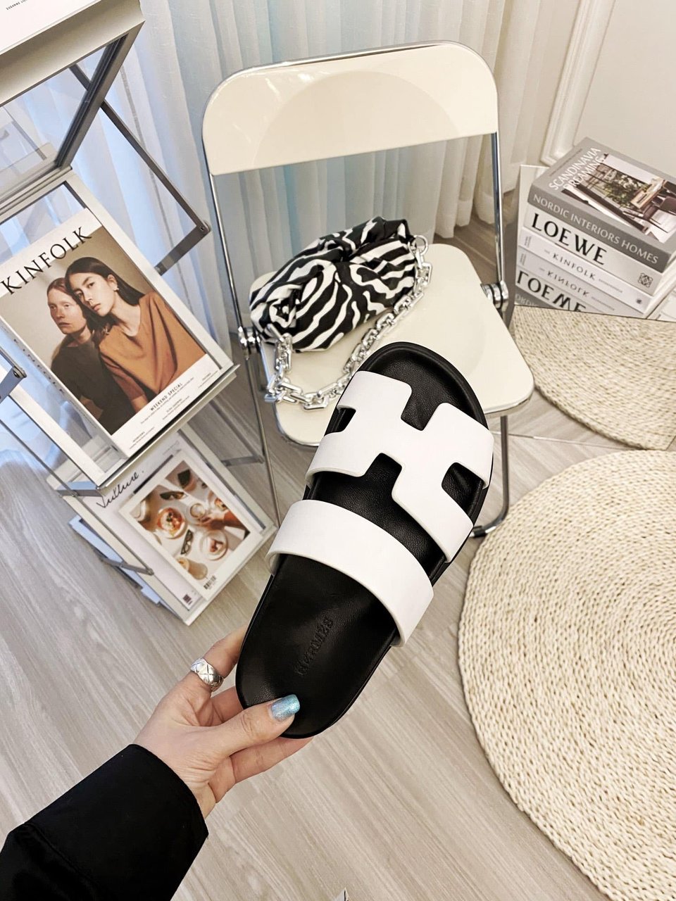 Hermes Ankara Sandal White view 8