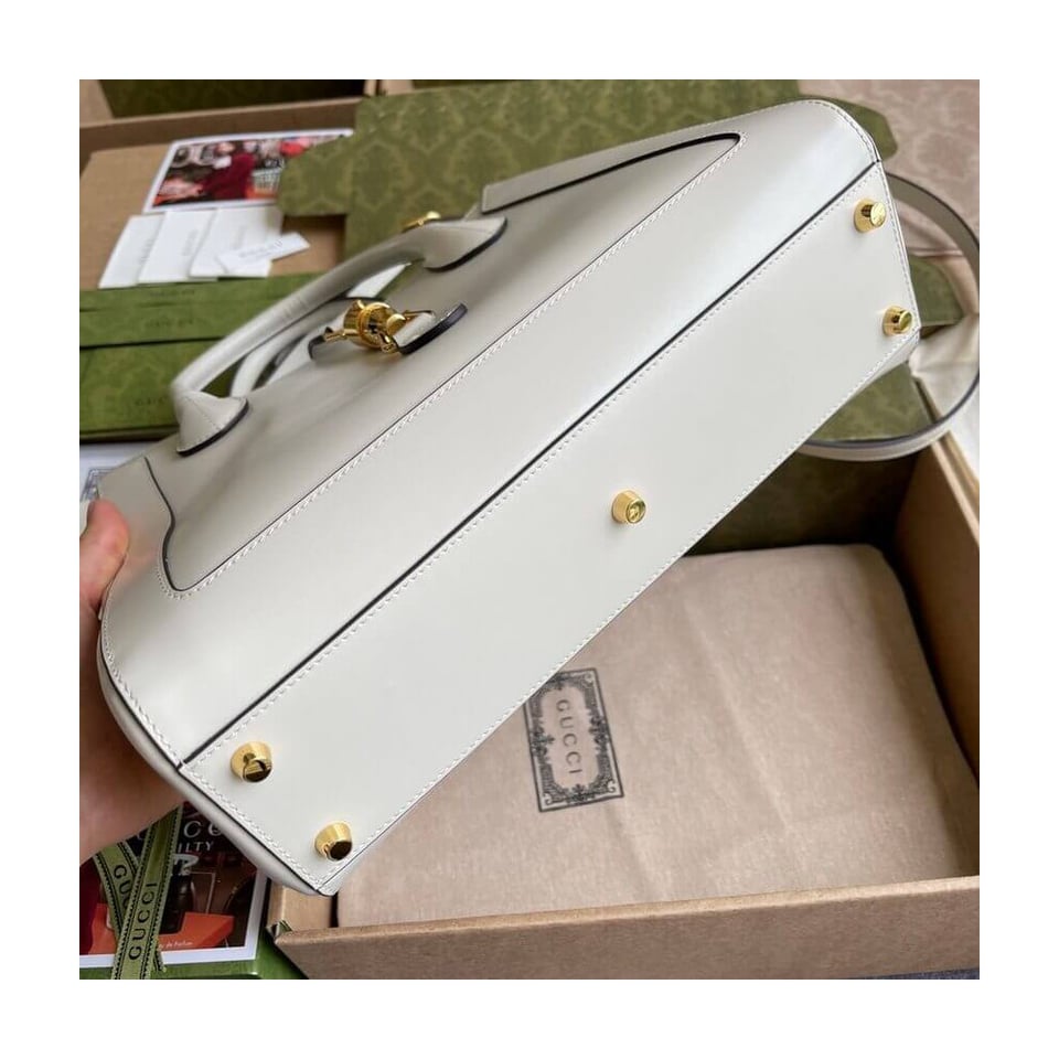 Gucci Jackie 1961 Medium Tote Bag in White Leather 30cm view 18