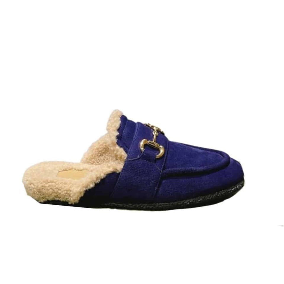 Gucci Women’S Mule With Horsebit Suede Leather Blue view 2