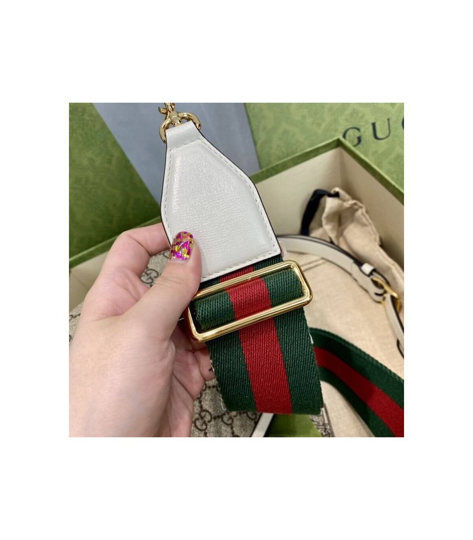 Gucci Horsebit 1955 Mini Bag in GG Supreme White 20.5cm view 15