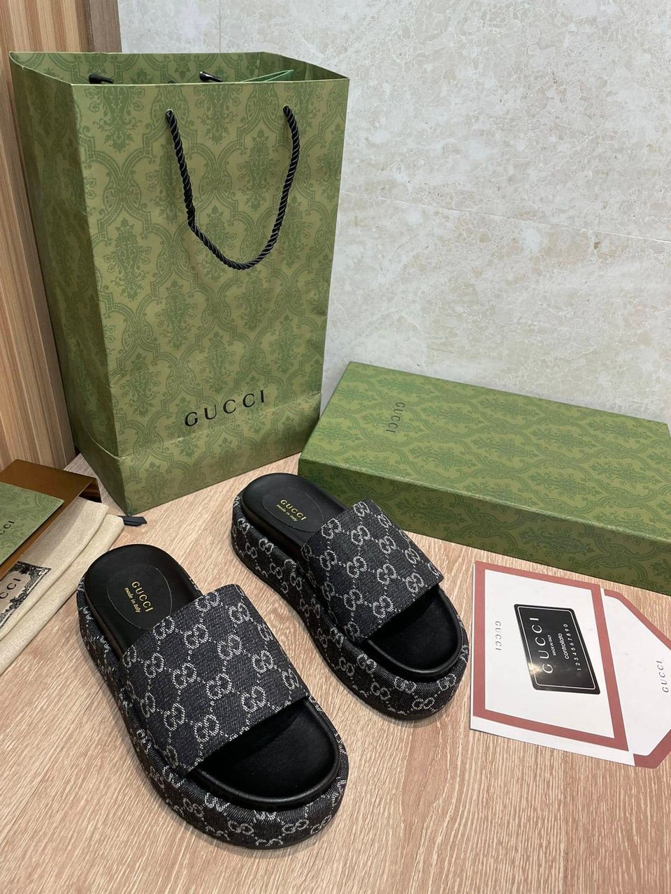 Gucci Women?S Platform Slide Sandal Black 623212 view 3